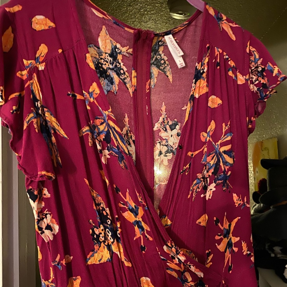 Floral romper w/ skirt, skirt dress, floral dress